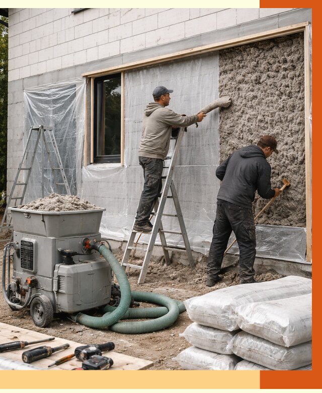 Утепление дома из газобетона эковатой в Клине от 4610 руб./м2 | ТепломастерКли